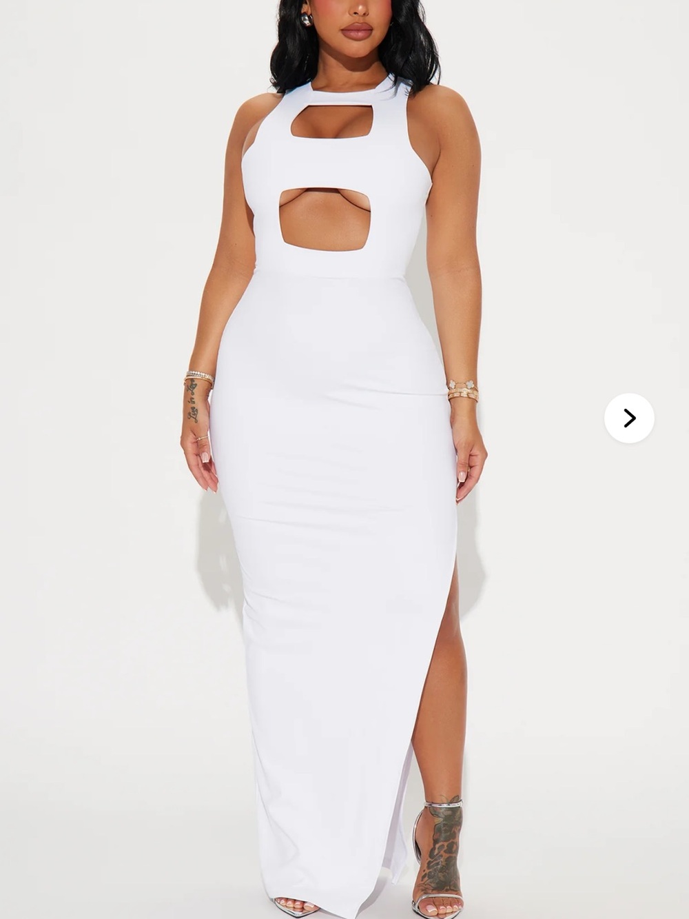 Fashion Nova White Cutout Maxi Dress